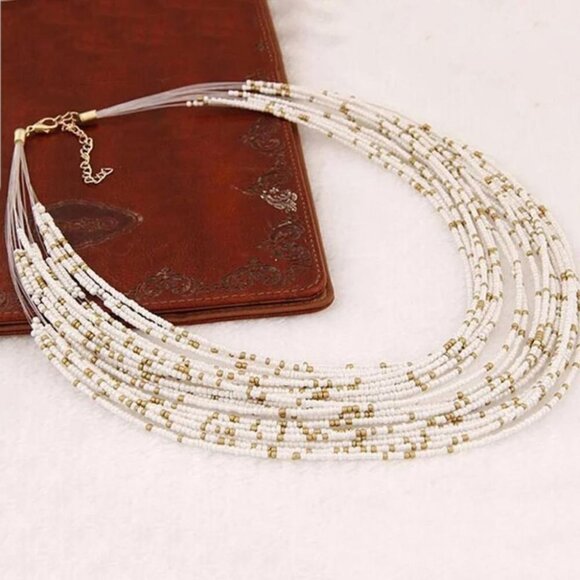 Multi Strand Layer Beaded Necklace - Picture 3 of 3